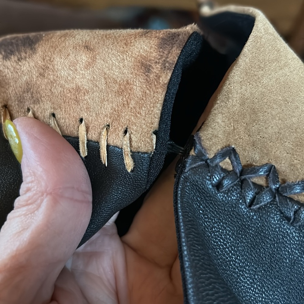 Suede Leather Patchwork Duster Jacket Coat - Picture 16 of 16